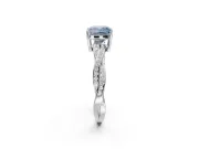 Cushion Cut Twisted Pavé Solitaire Engagement Ring Setting for a Fancy Blue Lab-Grown Diamond | Sterling Silver
