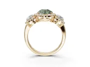 Round Three Stone Halo Engagement Ring Setting for a Fancy Green Lab-Grown Diamond | Yellow Gold