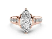 Marquise Half Bezel Solitaire Engagement Ring Setting | Graduated Channel Band | Rose Gold