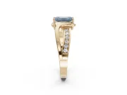 Emerald Cut Bypass Solitaire Engagement Ring Setting for a Fancy Blue Lab-Grown Diamond | Pavé Strands | Yellow Gold