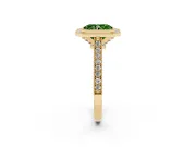 Radiant Cut Vintage Milgrain Halo Engagement Ring Setting for a Fancy Green Lab-Grown Diamond | Bezel Head | Yellow Gold