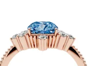 Cushion Cut Cluster Engagement Ring Setting for a Fancy Blue Lab-Grown Diamond | Rose Gold