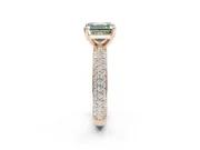 Asscher Cut Domed Pavé Engagement Ring Setting for a Fancy Green Lab-Grown Diamond | Rose Gold