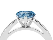 Fancy Blue Heart Cut Diamond Solitaire Ring Set in Silver with Prong Setting and Classic Band