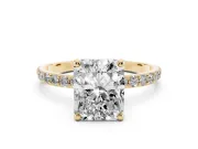 9 Carat Radiant Cut Lab-Grown Diamond Solitaire Engagement Ring | Pavé Shoulders | Yellow Gold