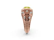 Fancy Yellow Princess Cut Diamond Bezel Ring Set in Rose gold with Milgrain Accent Band
