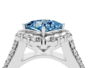 Fancy Blue Princess Cut Diamond Halo Engagement Ring Set in Silver with Split Shank and Prong Setting