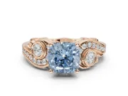 Cushion Cut Swirl Engagement Ring Setting for a Fancy Blue Lab-Grown Diamond | Rose Gold