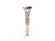 Oval Graduated Side Stone Engagement Ring Setting for a Black Center | Flat Top Band | Rose Gold