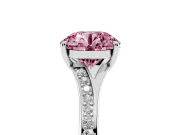 Round Pave Solitaire Engagement Ring Setting for a Fancy Pink Lab-Grown Diamond | Sweeping Shoulders | White Gold