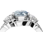 Oval Three Stone Split Shank Engagement Ring Setting for a Fancy Blue Lab-Grown Diamond | Matching Sides | Platinum