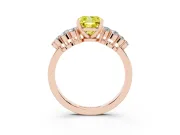 Fancy Yellow Cushion Cut Diamond Cluster Engagement Ring Set in Rose gold with Pavé Band and Prong Setting