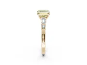 Asscher Cut Tapered Baguette Engagement Ring Setting for a Fancy Yellow Lab-Grown Diamond | Bar Set Sides | Yellow Gold