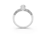Marquise Multi Row Pave Solitaire Engagement Ring Setting | Domed Shoulders | Platinum