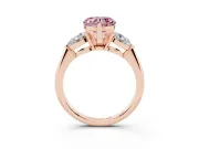 Heart-Shaped 3-Stone Engagement Ring Setting for a Fancy Pink Lab-Grown Diamond | Rose Gold