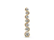 Round Lab-Grown Diamond Graduated Wave Wire Pendant Necklace | Prong Set | Yellow Gold