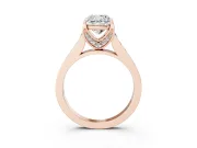 Cushion Cut Diamond Solitaire Pavé Engagement Ring Set in Rose gold with Prong Setting