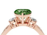 Fancy Green Three-Stone Heart Cut Diamond Twist Band Ring Set in Rose gold with Pavé Accents and Prong Setting