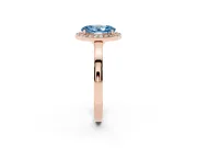 Fancy Blue Oval Cut Diamond Halo Ring Set in Rose gold with Solitaire Band and Prong Setting
