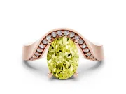 Oval Bypass Engagement Ring Setting for a Fancy Yellow Lab-Grown Diamond | Pavé Ribbon | Rose Gold