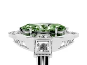 Fancy Green Marquise Cut Diamond Milgrain Halo Ring Set in White gold with Split Shank