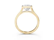 Bezel Set Princess Cut Diamond Solitaire Ring Set in Yellow gold with Tapered Band