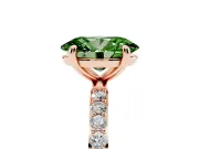 Fancy Green Oval Cut Diamond Solitaire Ring Set in Rose gold with Round Pavé Band and Prong Setting