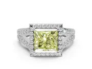 Princess Cut Halo Engagement Ring Setting for a Fancy Yellow Lab-Grown Diamond | Sterling Silver - Design NV-24520