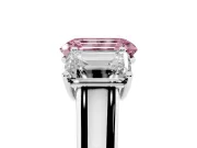 Emerald Cut Engagement Ring Setting for a Fancy Pink Lab-Grown Diamond | Sterling Silver - Design NV-24908