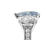 Pear-Shaped Vintage Three Stone Engagement Ring Setting for a Fancy Blue Lab-Grown Diamond | Graduated Pavé | Platinum