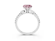 Heart-Shaped Leaf Pavé Engagement Ring Setting for a Fancy Pink Lab-Grown Diamond | Sterling Silver