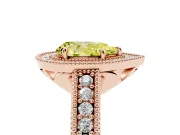 Fancy Yellow Pear Cut Diamond Halo Ring Set in Rose gold with Round Accent Halo, Pavé Band and Prong Setting