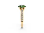 Oval Vintage Hidden Halo Engagement Ring Setting for a Fancy Green Lab-Grown Diamond | Milgrain Pave Band | Yellow Gold