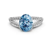 Oval Graduated Split Shank Engagement Ring Setting for a Fancy Blue Lab-Grown Diamond | Platinum