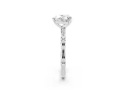 Heart-Shaped Bamboo Solitaire Engagement Ring Setting | Segmented Band | White Gold