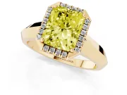 Radiant Cut Halo Engagement Ring Setting for a Fancy Yellow Lab-Grown Diamond | Knife-Edge Band | Yellow Gold