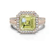 Asscher Cut Halo Split Shank Engagement Ring Setting for a Fancy Yellow Lab-Grown Diamond | Pavé Shoulders | Rose Gold