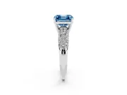 Asscher Cut Multi Row Pave Engagement Ring Setting for a Fancy Blue Lab-Grown Diamond | Platinum