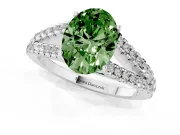 Oval Graduated Split Shank Engagement Ring Setting for a Fancy Green Lab-Grown Diamond | Platinum