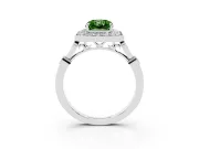 Radiant Cut Halo Engagement Ring Setting for a Fancy Green Lab-Grown Diamond | Bezel Station Shoulders | Platinum