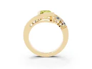 Fancy Yellow Radiant Cut Diamond Bezel Bypass Ring Set in Yellow gold with Round Accents