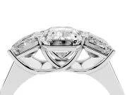 Emerald Cut Three Stone Engagement Ring Setting | Basket Prong Heads | Platinum