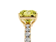 Princess Cut Pave Engagement Ring Setting for a Fancy Yellow Lab-Grown Diamond | Shared Prong Band | Yellow Gold