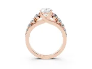 Oval Graduated Side Stone Engagement Ring Setting | Flat Top Band | Rose Gold