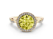 Round Twist Halo Engagement Ring Setting for a Fancy Yellow Lab-Grown Diamond | Yellow Gold