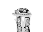 Fancy Black Heart Cut Diamond Halo Ring Set in Platinum with Double Pavé Split Shank