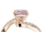 Cushion Cut Bypass Pavé Engagement Ring Setting for a Fancy Pink Lab-Grown Diamond | Rose Gold