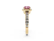 Cushion Cut Accented Halo Engagement Ring Setting for a Fancy Pink Lab-Grown Diamond | Yellow Gold