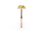 Princess Cut Halo Engagement Ring Setting for a Fancy Yellow Lab-Grown Diamond | Single Row Pavé Band | Rose Gold