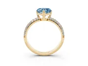Heart-Shaped Three Row Pave Engagement Ring Setting for a Fancy Blue Lab-Grown Diamond | Yellow Gold
